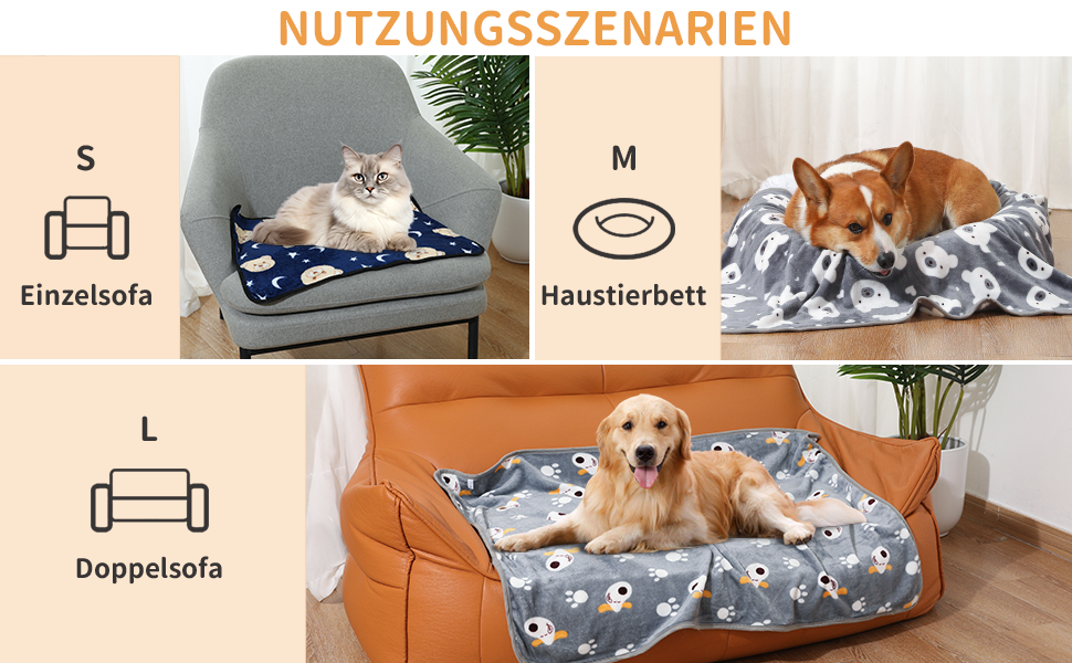 М'яка ковдра для собак та котів Demigeat, 3 шт. – тепла, миюча, для літа та весни, для лежанки, переноски (середній, сірий)