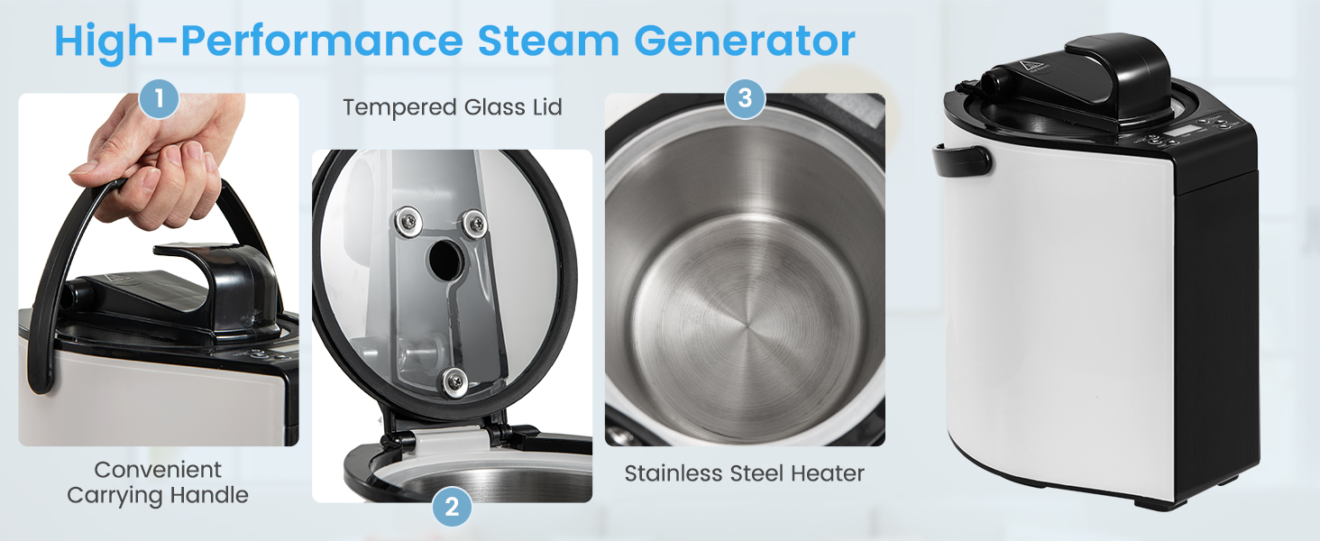 Портативна парова сауна HOMASIS для дому з генератором пари 3 літри, з пультом дистанційного керування, 9 температурних режимів та 9 таймерів, мобільний сауна-тент з відкидним стільцем та масажером для ніг (сірий)