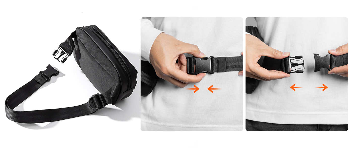 Сумка на пояс Inateck X-Mini, 1.5 літра, чорна, RFID захист, для подорожей, спорту, піших прогулянок (жіноча/чоловіча)