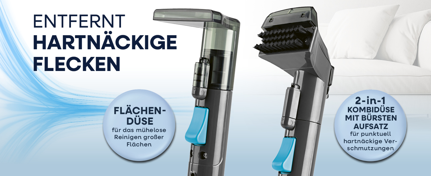 CLEANmaxx Професійний пароочисник для меблів та килимів Pro Steam | 3в1: для меблів, локальних забруднень, миття | Видаляє плями з килимів, авто, диванів тощо (Чорний, компактний 330W)