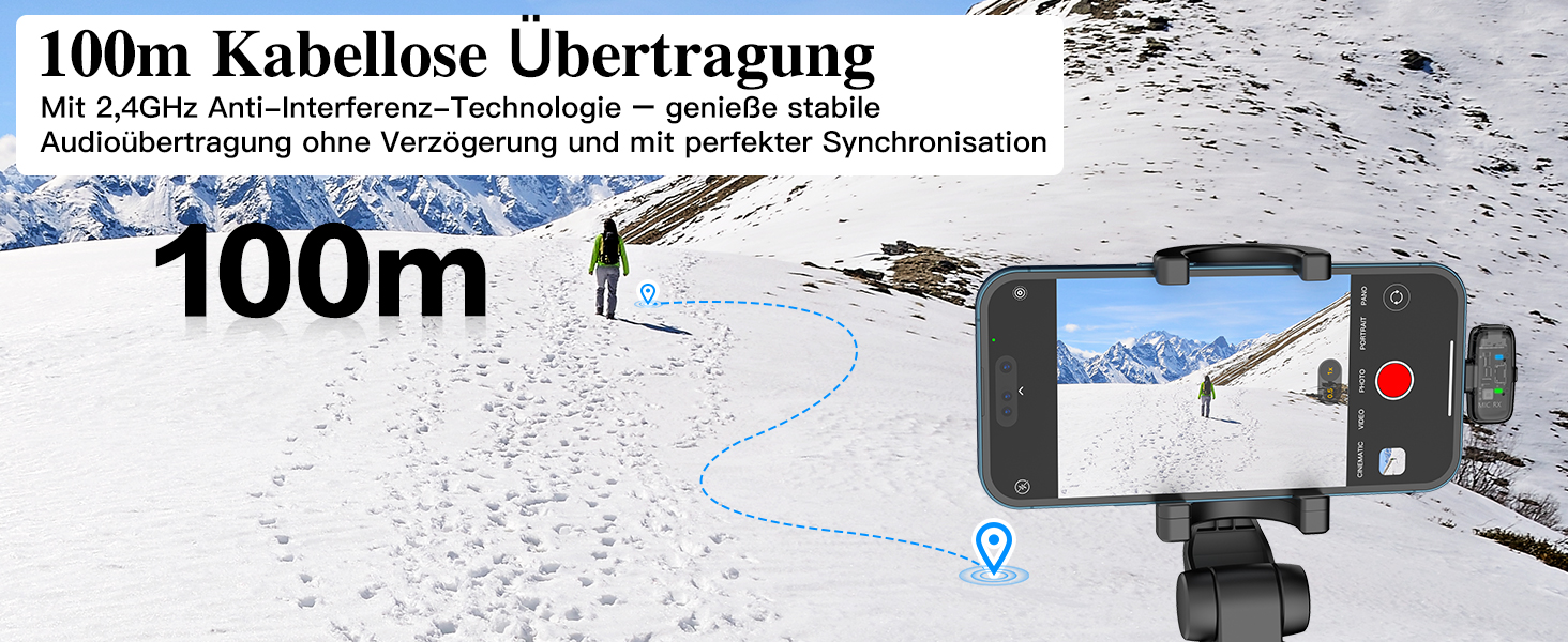 Мікрофон ZealSound M6 бездротовий для iPhone, Android, iPad: USB-C/Lightning, шумозаглушення, 33 години роботи, 100м, для Vlogging, TikTok, Podcast, YouTube, чорний/прозорий