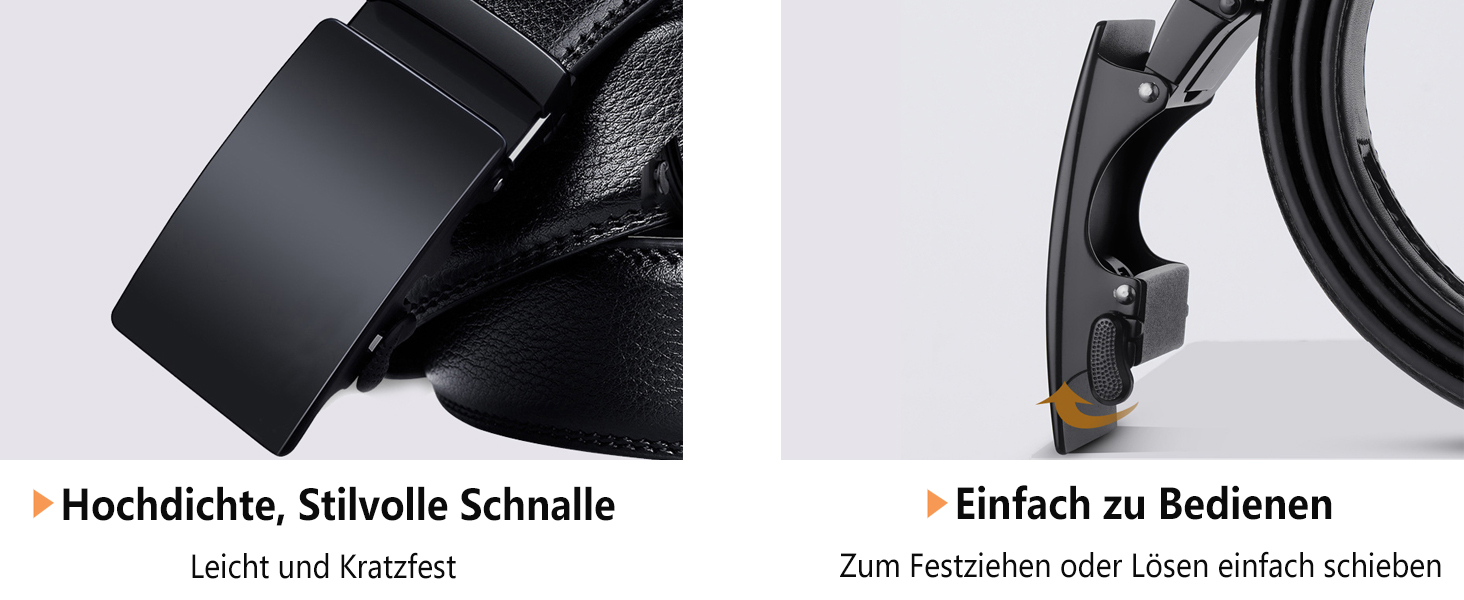 Чоловічий шкіряний ремінь LionVII з автоматичною пряжкою - 3,5 см, регульований, для відпочинку та бізнесу, обрізається під 75-125 см (30-49 дюймів), чорний – Кріфт (Чорний – Елегантність)