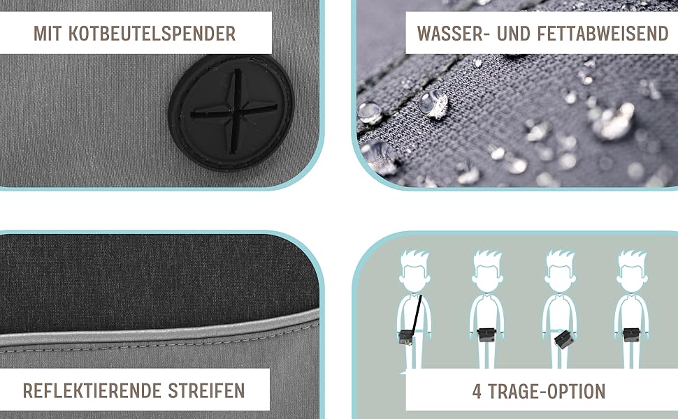 Сумка для кормів PetLove Leckerlibeutel для собак • З магнітною застібкою • З диспенсером для відходів • Можна використовувати як поясну сумку • Сіра S