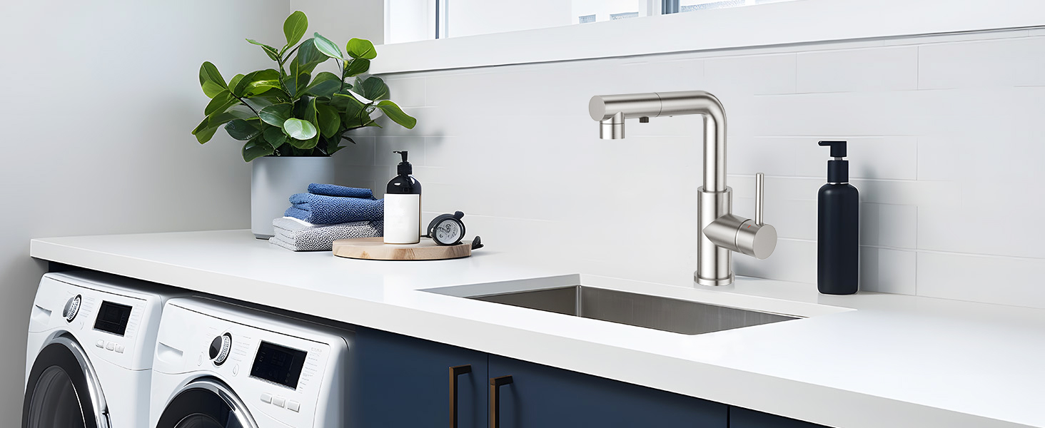 Кран кухонний CREA з 3 функціями, висувна лійка, поворот на 360°, матовий (з нержавіючої сталі)