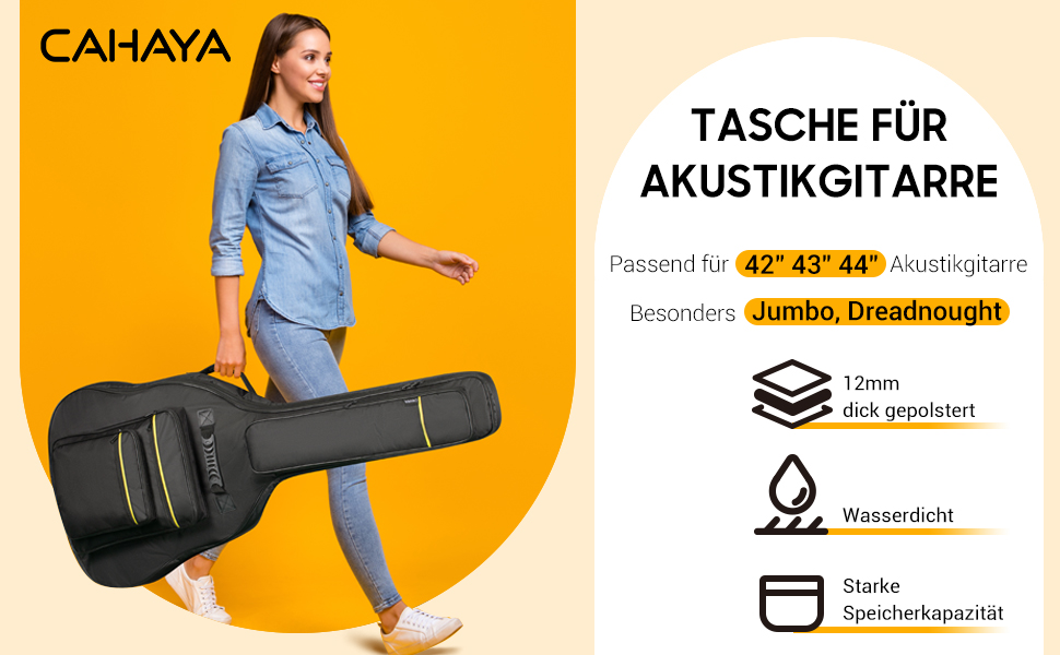 Чохол для гітари Cahaya Gig Bag: водонепроникний, з кишенями для аксесуарів, для гітар 40-41 дюймів
