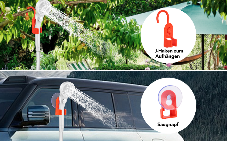 Набір для душу намету Campingdusche з насосом, акумулятором 7800mAh та індикатором заряду, оранжевий