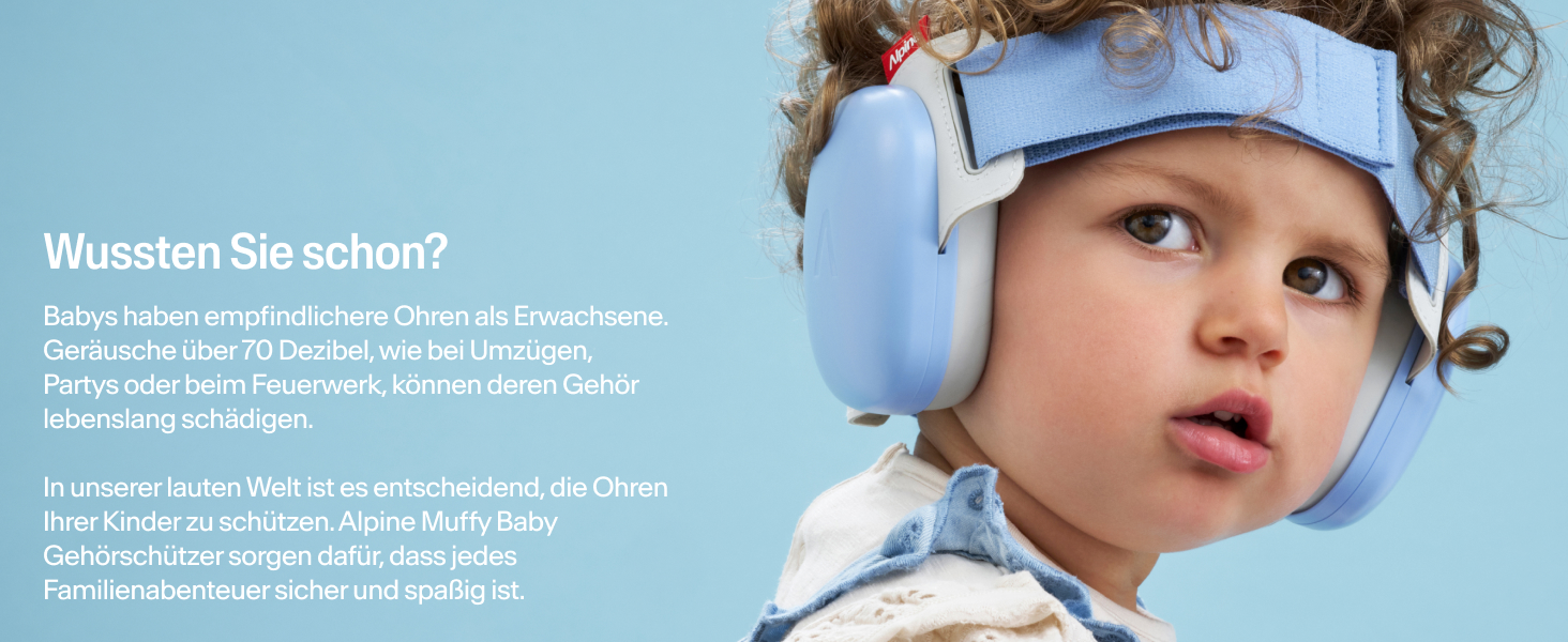 Дитячі навушники Alpine Muffy Baby Klassik - захист від шуму для малюків до 36 місяців, чорний (комфорт - блакитний)
