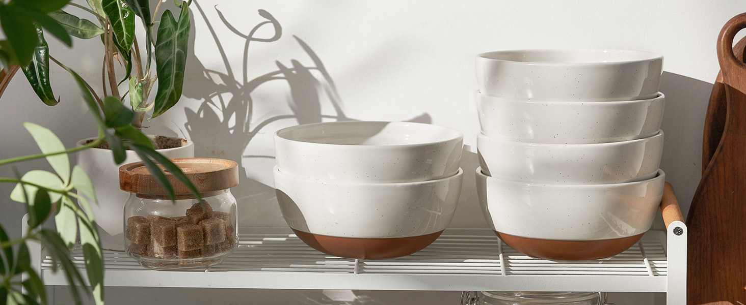 Набір мисок DOWAN для мюслі, супів та салатів, 6 шт, 680 мл (білий та коричневий)