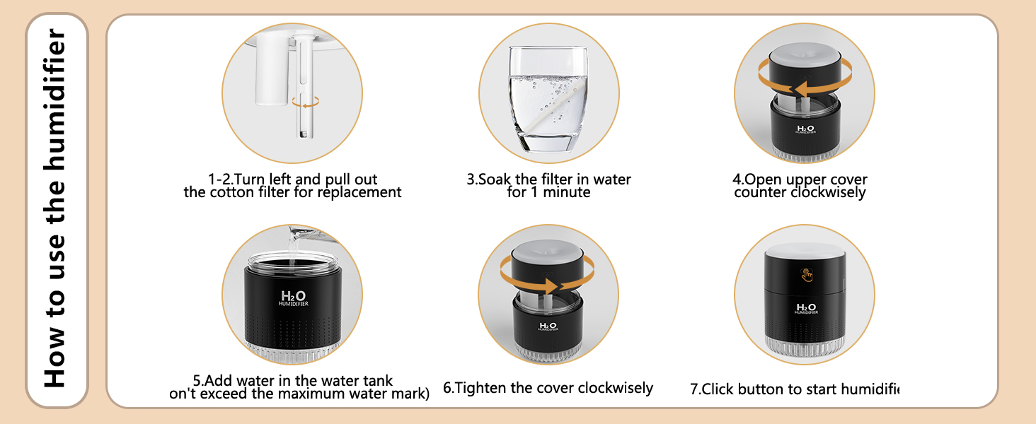 Увлажнитель воздуха Mini USB с LED-подсветкой AIR Humidifier - для спальни, растений, детской, офиса, детской комнаты (Зеленый) (Черный)