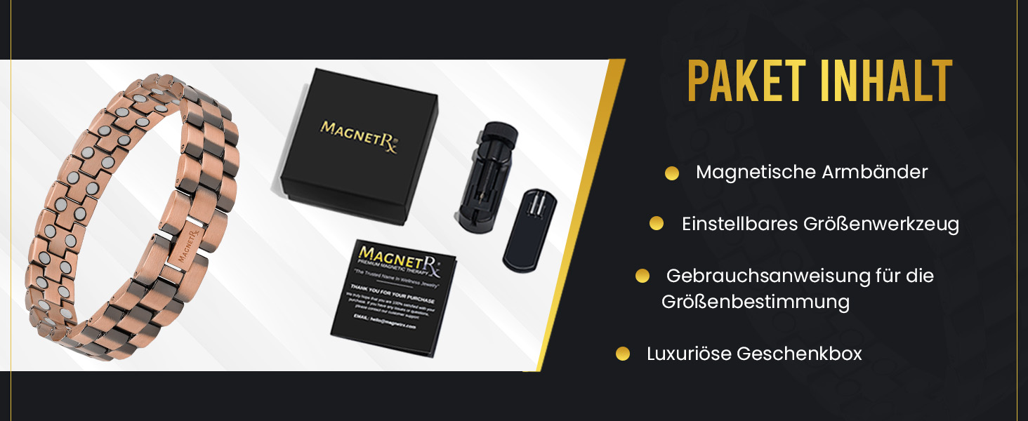 Браслет на руку MagnetRX® з чистої міді для чоловіків - Магнітний браслет для чоловіків, ідеальний при артриті та синдромі карпального тунелю - З інструментом для регулювання розміру (Президентський стиль)