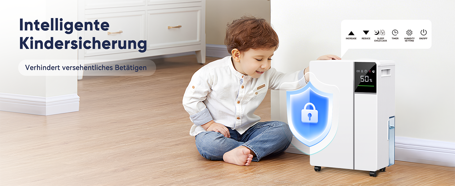 Електричний осушувач повітря Fwoueot 16L/24h для дому: осушувач з компресором для приміщень до 45 м², автоматичне відтанення, 3 режими, таймер 24 години, великий бак 2L, з колесами, для спальні