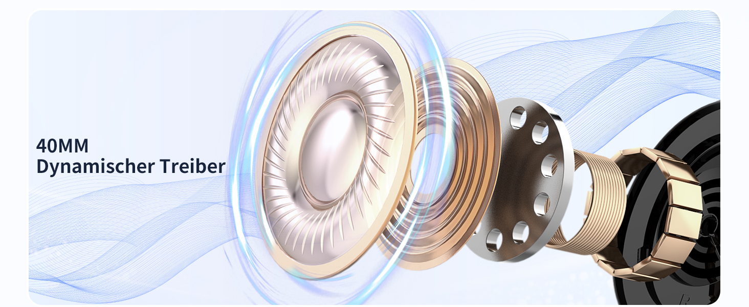 RUNOLIM Бездротові навушники Over-Ear з активним шумозаглушенням, Bluetooth, 70 годин роботи, Hi-Res Audio, глибокий бас, 3.5mm аудіокабель (Блакитні)