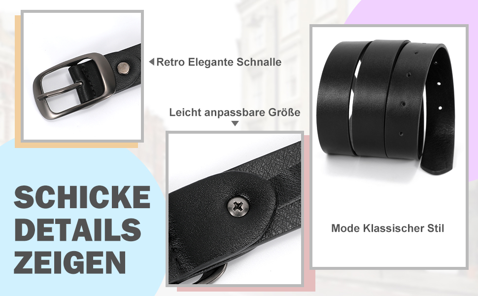 LEACOOLKEY: 2 жіночі шкіряні ремені з пряжкою Gold, для джинсів та штанів, чорний+бежевий, XXL, розмір 117-127 см