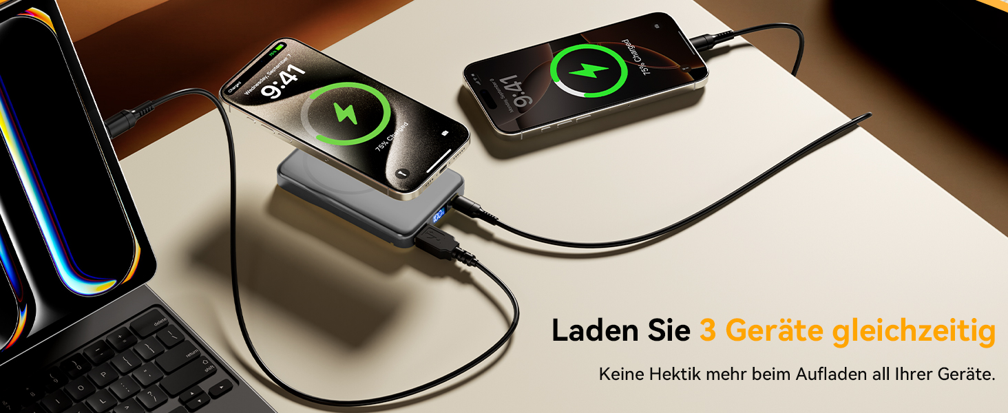Power Bank MagSafe 10000mAh Сірий: Бездротовий магнітний зарядний пристрій для iPhone 12/13/14/15/16/17 Pro Max з USB-C, 20W PD швидка зарядка