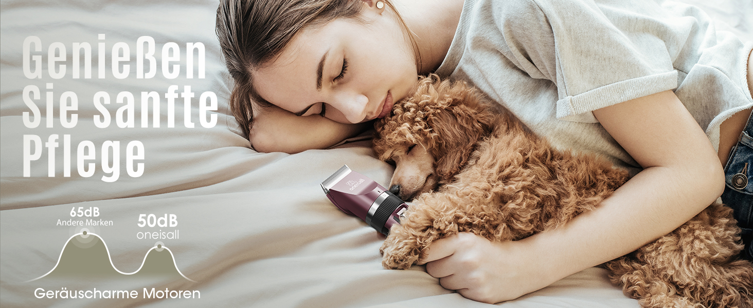 Oneisall Cordless Pet Hair Trimmer - Professional Dog & Cat Grooming Clippers - Electric Hair Trimmer Set with Pink Design