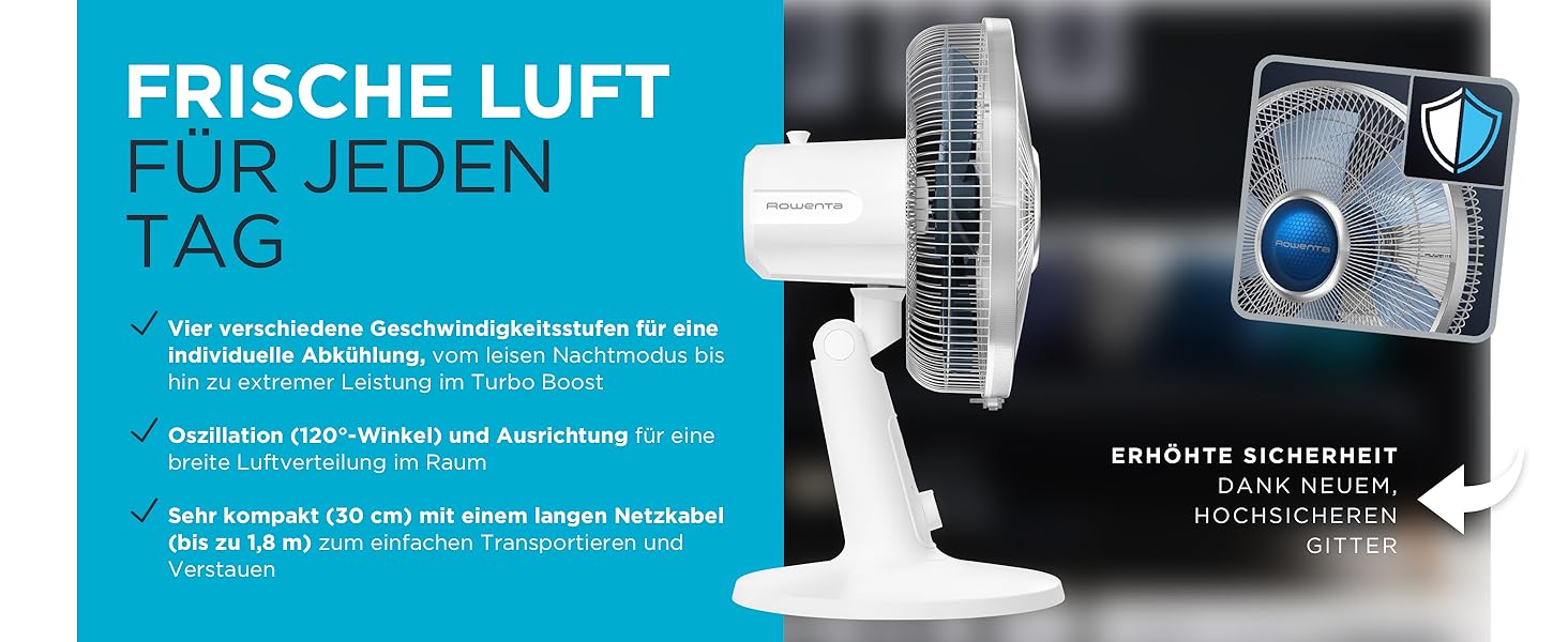 Вентилятор Rowenta Turbo Silence Extreme+ - тихий, потужний, 4 швидкості, автоматичне гойдання, білий, VU2731