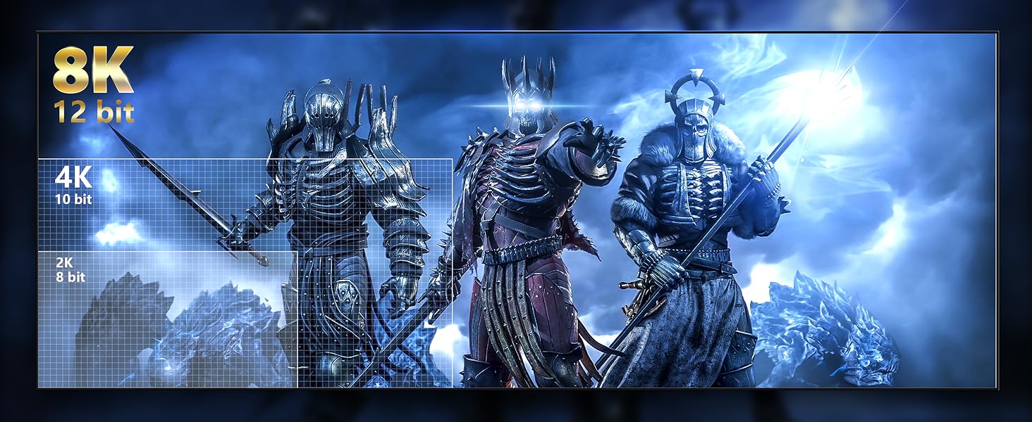 HDMI кабель Stouchi 2м 8K 4K Ultra High Speed з підтримкою eARC HDR10, 48Gbps, 144Hz, сумісний з RTX 3080, PS5, Xbox Series X, Fire TV, Roku TV, Samsung, Sony, LG (сірий)