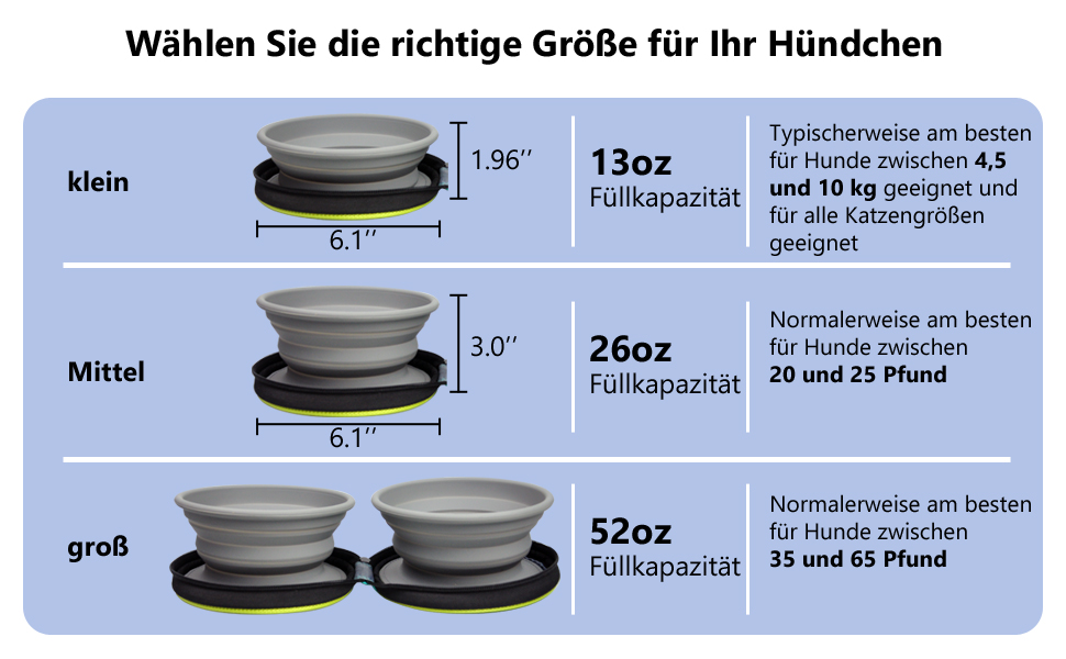 Складана миска для собак KALLAK: дорожня та звичайна, для корму та води, для маленьких та великих собак