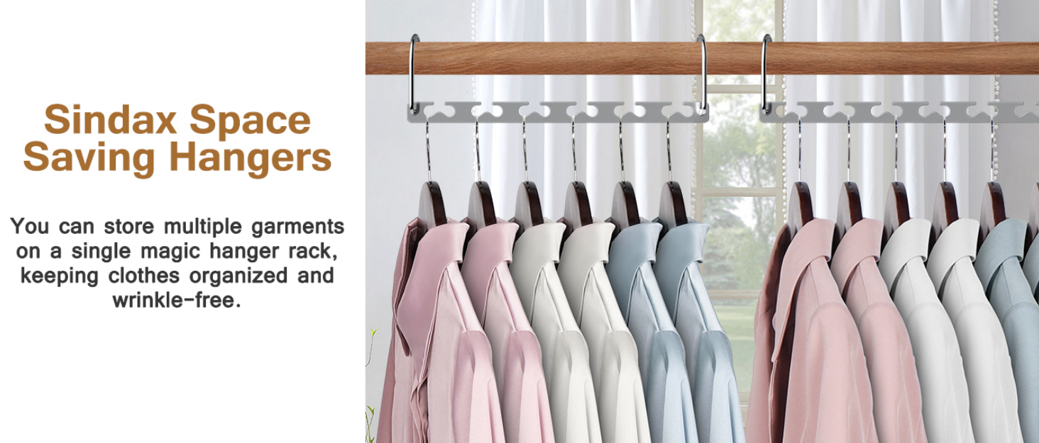 Плечики для одягу Sindax - 6 шт., економія місця, неслизькі, металеві, для штанів, джинсів, костюмів та суконь