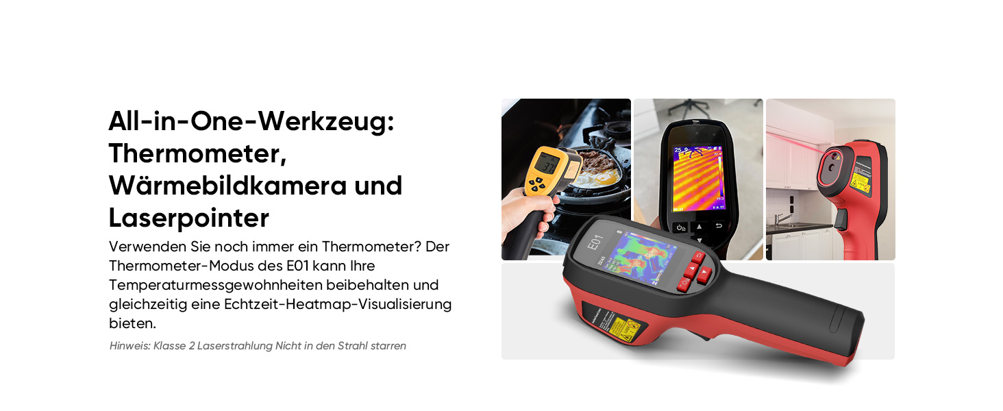 HIKMICRO E01 Тепловізійна камера SuperIR: портативна інфрачервона камера з лазерним покажчиком, роздільна здатність 240x240, діапазон температур -20°C - 400°C, частота оновлення 20Hz