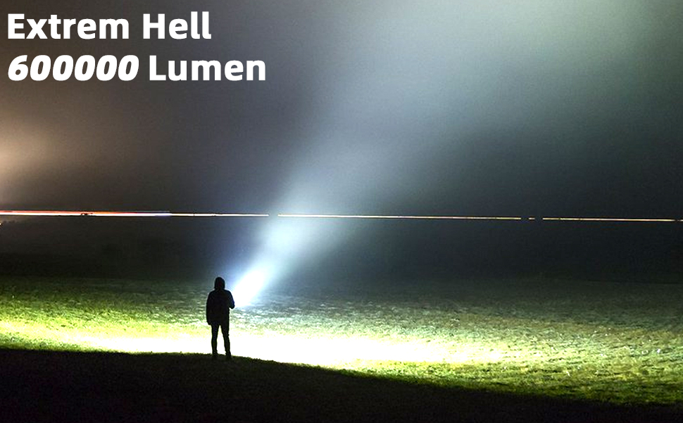 LED ліхтарик на акумуляторі, надзвичайно яскравий 1200000 люмен, з функцією зуму, тактичний, з 5 режимами світла, водонепроникний IP67, для кемпінгу, риболовлі, походів, активного відпочинку, чорний