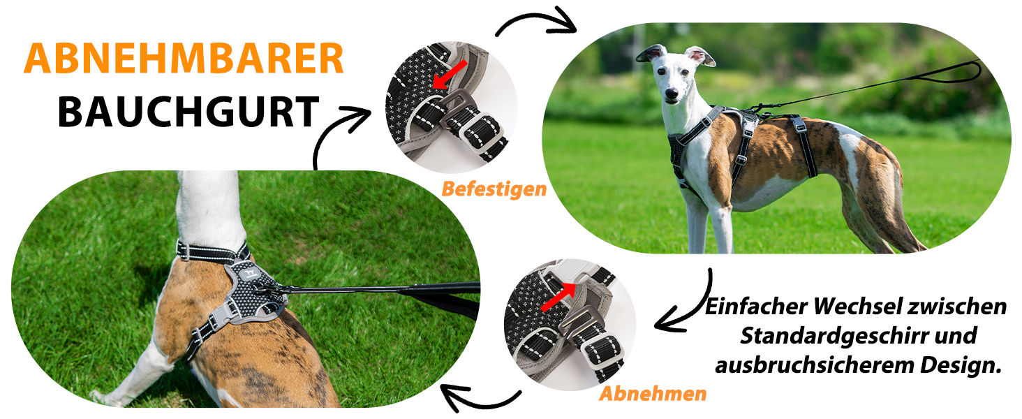 Шлейка для собак Huntboo, анти-витік, для панічних собак, світловідбиваюча, регульована, легка, чорна, розмір S, 1 шт.