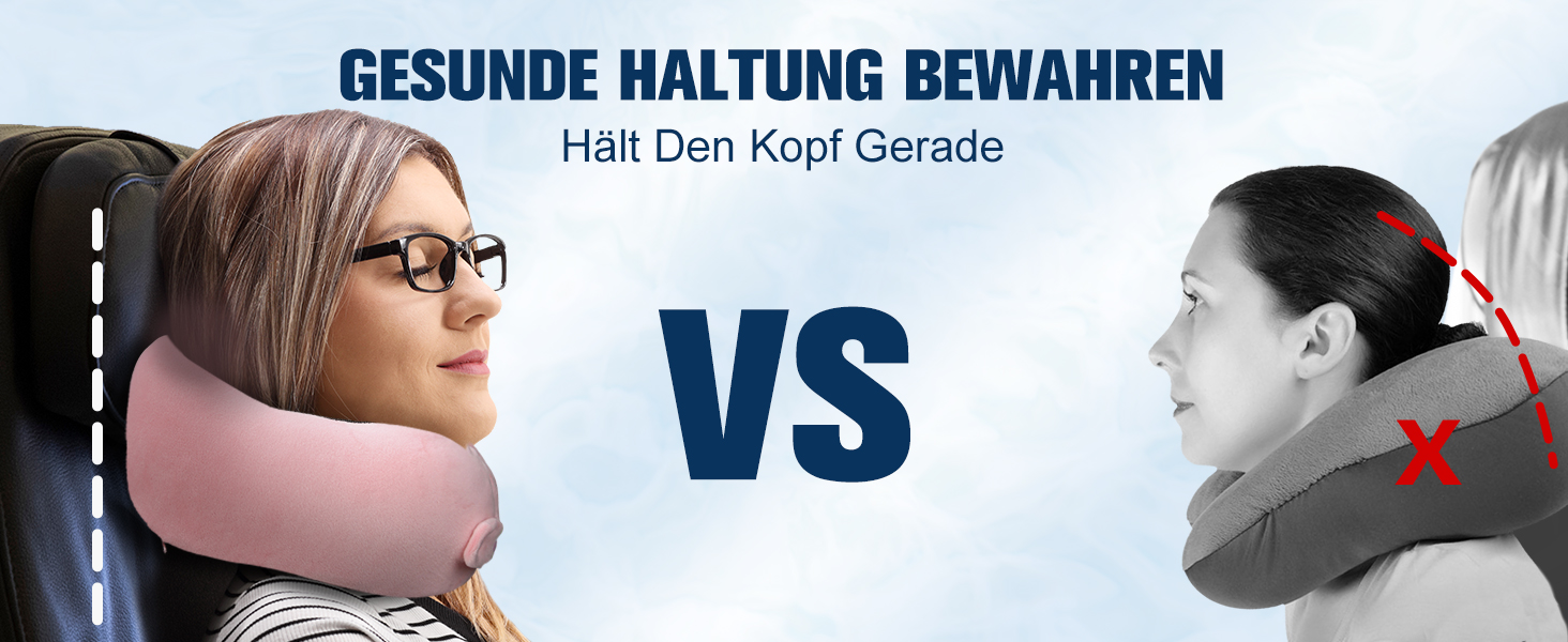 Подушка для шиї у літак, доросла, з піною з пам'яті, регульована, компактна, ергономічна, м'яка, дихаюча, з навушниками, маскою для сну, чохлом (Рожева)