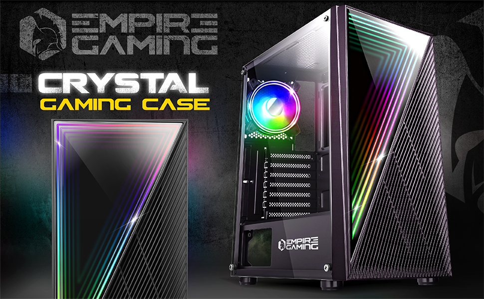 Корпус для ПК Empire Gaming Gamer Crystal – Чорний, ARGB, Mid-Tower, ATX/Micro ATX/ITX, 3D-дзеркальний ефект, RGB вентилятори