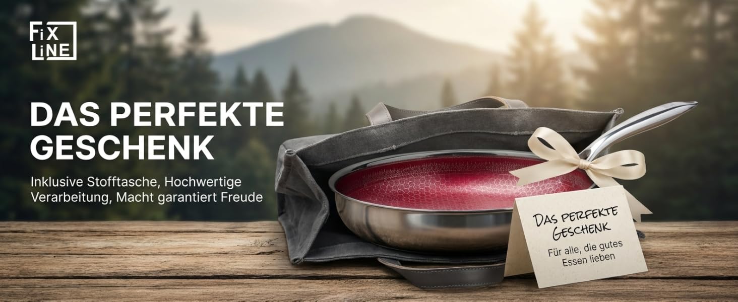 Сковорода FIXLINE BLACK FOREST 28 см RED Edition – антипригарна, без PTFE, для всіх плит (індукція), духовки до 230°C