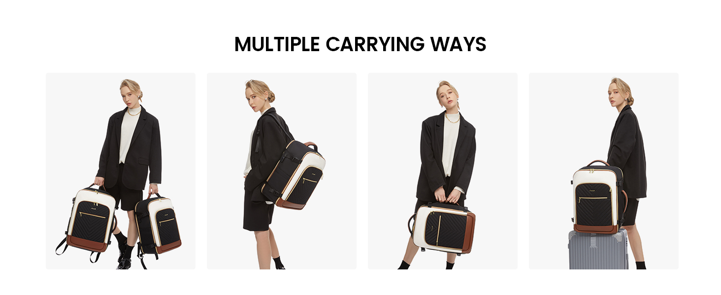 Рюкзак LOVEVOOK для жінок, 40L, ручна поклажа, для ноутбука, водонепроникний, рюкзак для подорожей, дамська сумка-мішок, 17.3 дюйми, сірий, білий, кавовий