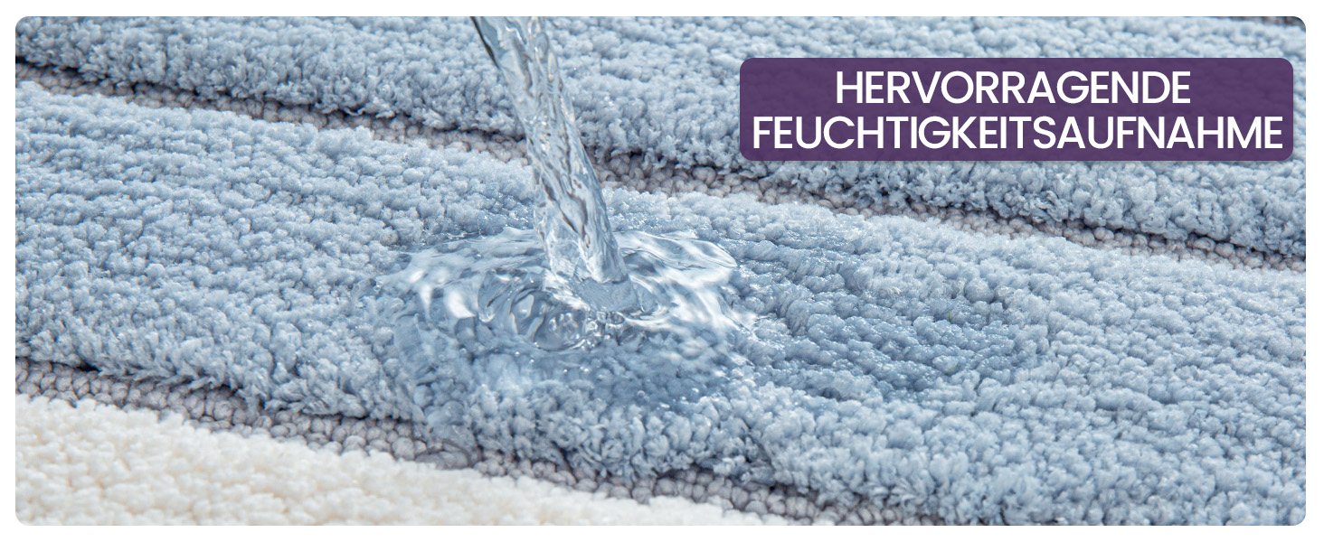 DEXI Non-Slip Bathroom Rug - Absorbent, Washable Bath Mat - 60 x 110 cm - Blue
