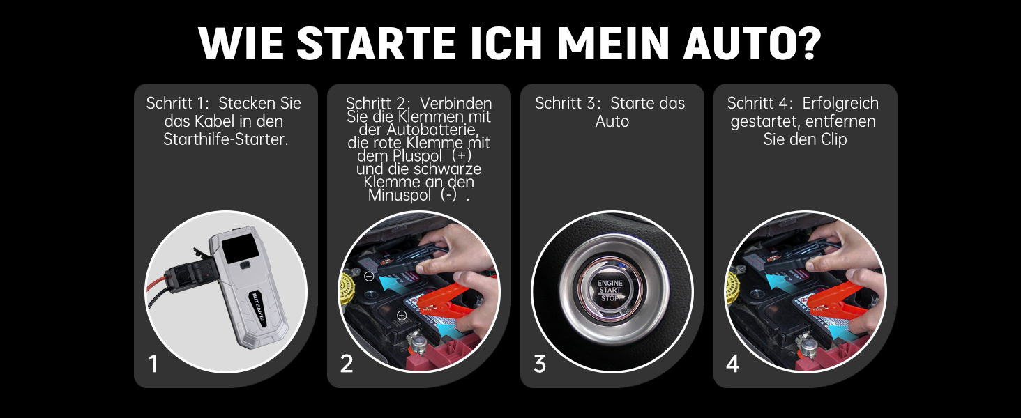 Портативний пусковий пристрій Auto-Starthilfe 12V, 5000A, для бензинових (9,5л) та дизельних (8,0л) авто, Powerbank, Starterbatterie