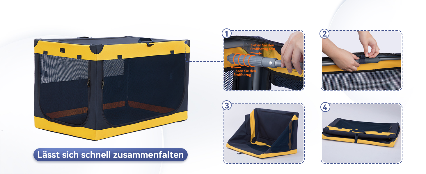 Складана переносна вольєр для собак великих порід, жовтий (XL, 64 x 63 x 100 см)