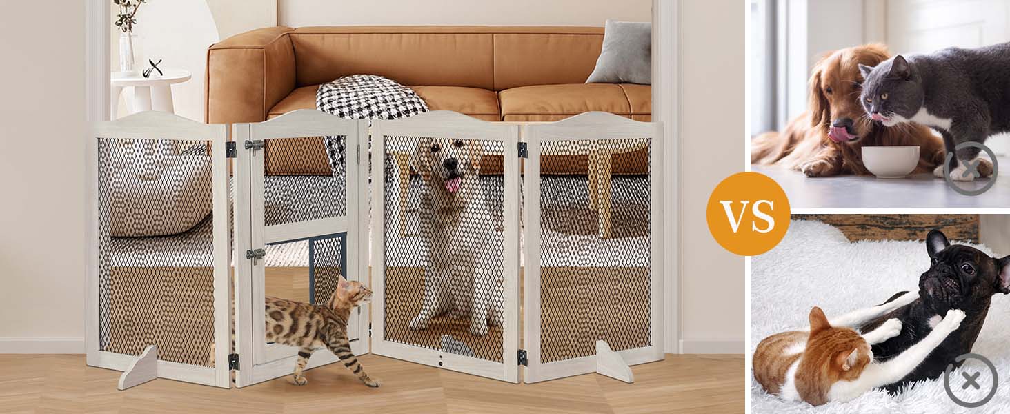 Захисний бар'єр для каміну Unipaws, огорожа для собак, 6 панелей, без свердління, білий (сірий)