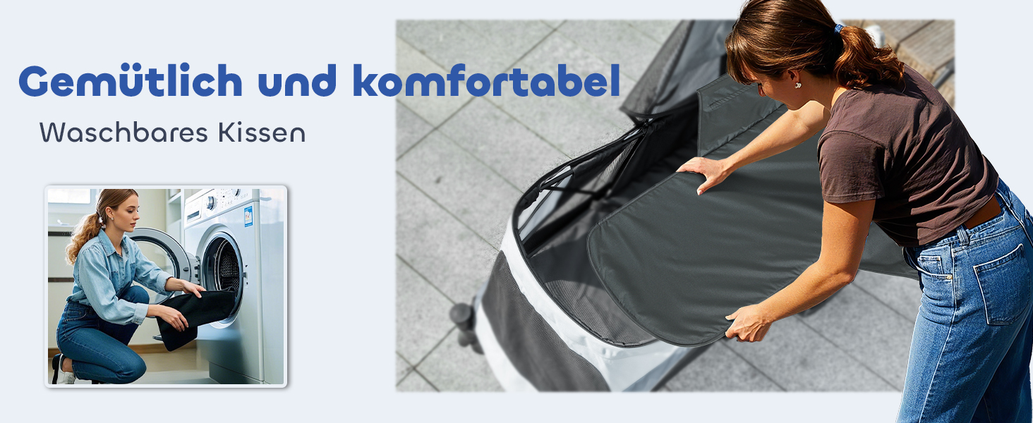 PawHut Візок для собак та котів, складний, до 30 кг, сірий (124 x 67 x 100 см)