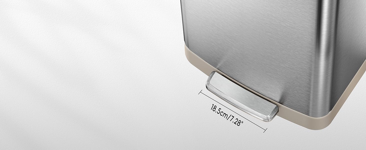 Відро для сміття EKO Madison 30 л з висувним контейнером, м'яким закриттям кришки, стійке до відбитків пальців, нержавіюча сталь, прямокутне, з 20 мішками для сміття 75 л