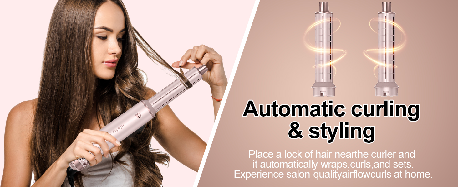 Фен-щітка 5 в 1 для волосся, Airstyler з феном, для створення об'єму та локонів, рожевий, з Європейською вилкою