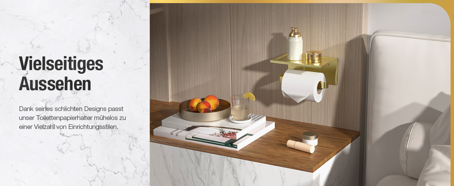 Тримач туалетного паперу HITSLAM без свердління, нержавіюча сталь з полицею, самоклеючий, для ванної кімнати, щіткова мідь