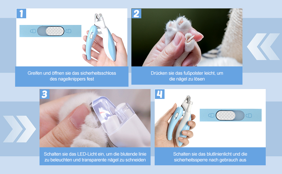 Тример для когтів домашніх тварин DONGKER з LED-підсвічуванням та гострою клинком, для собак та котів середніх та маленьких порід