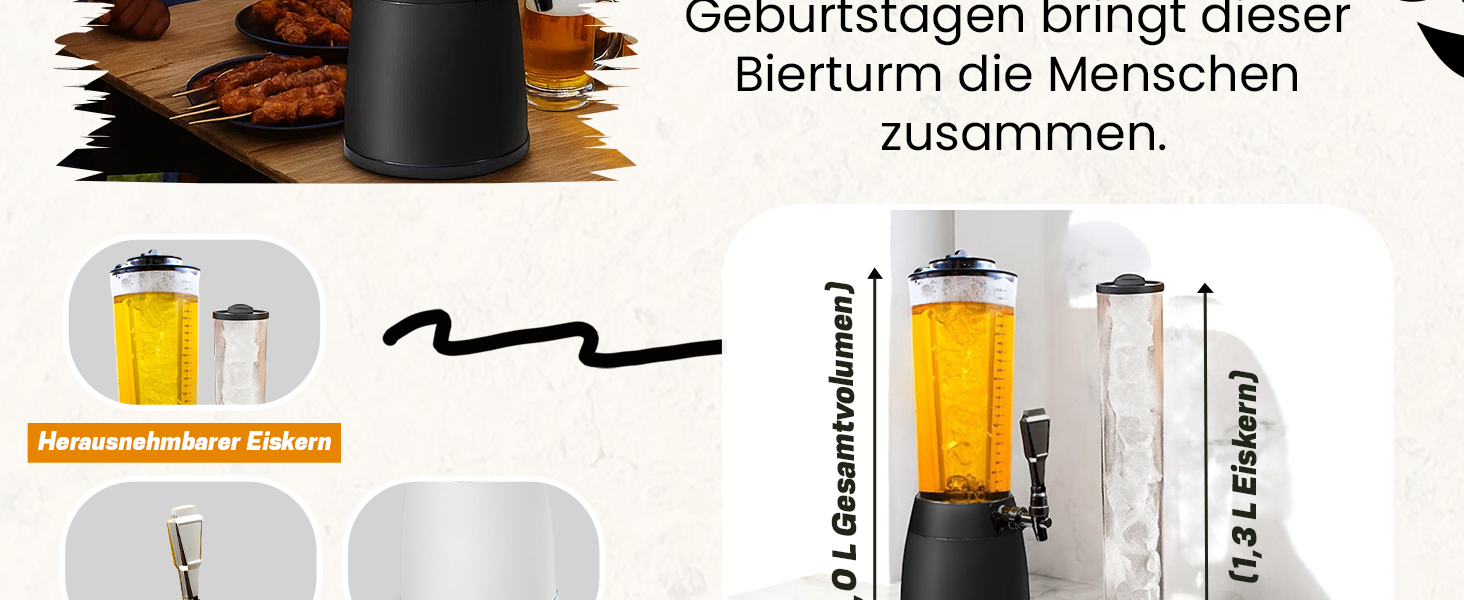 Пивна колона 4.0L з охолодженням 1.3L, хромована - для бару та дому