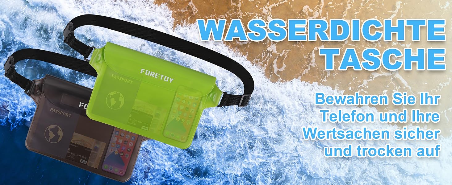 Водонепроникна сумка-чохол на пояс з регульованим ремінцем, IP68, для фотографії, водних видів спорту, пляжу, плавання, катання на човні (сірий + зелений)