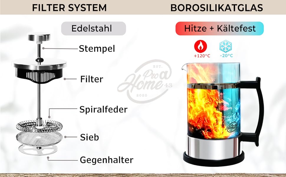 Френч-прес скляний 0,6 л з нержавіючої сталі - набір для приготування кави з запасним фільтром та ложкою - ручна кавомашина для кави та чаю