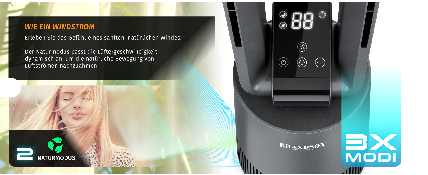 Вентилятор підлоговий Brandson DC ECO Line з пультом, 3 режими, нічний режим, енергоефективний для спальні