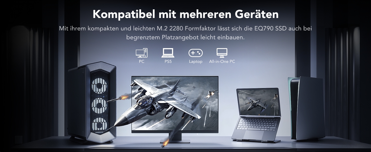 Lexar EQ790 2TB SSD M.2 PCIe Gen4x4 NVMe 1.4 - Внутрішній SSD для PS5 та ПК, 7000 МБ/с (читання), 5000 МБ/с (запис)