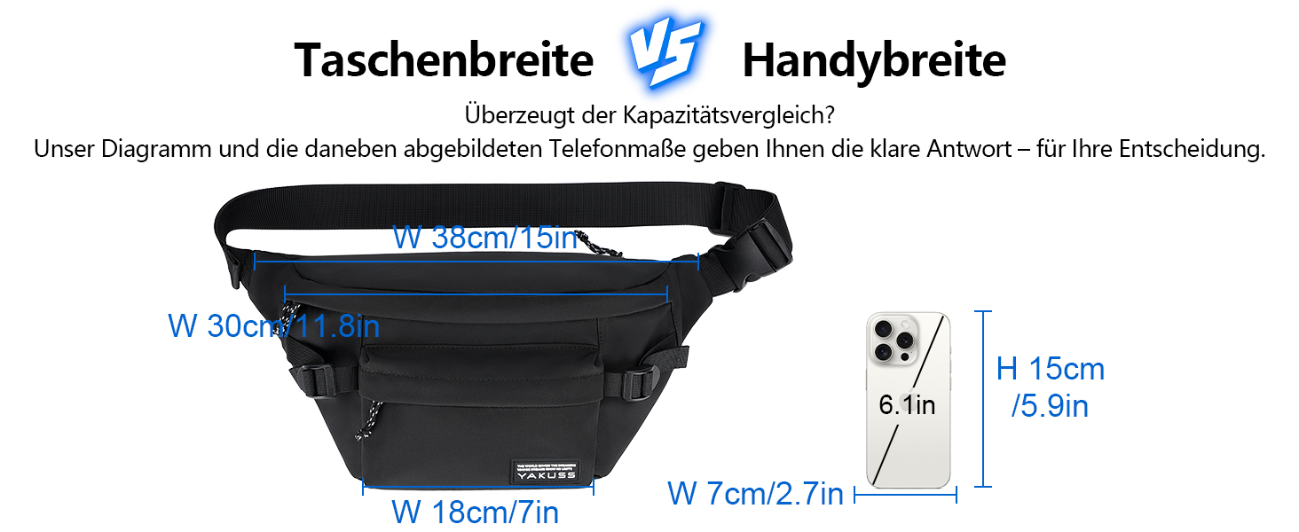 Спортивна нагрудна сумка YaKuss, велика водонепроникна поясна сумка через плече, регульований ремінь для бігу, подорожей, чорна