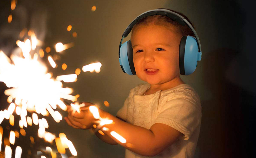 Навушники для захисту вух дитини 0-2 роки - шумозахисні навушники для літака, сну та повсякденного використання | Регульовані, м'які та легкі для новонароджених та малюків, (Блакитні)