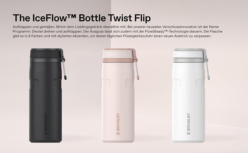 Термопляшка Stanley IceFlow Twist Flip 0.47л, Rose Quartz — герметична, зі сталі, для напоїв