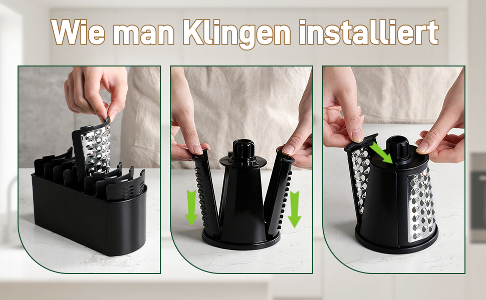 Ручна тертка для сиру та овочів з 5 зміненими лезами з нержавіючої сталі, з ручкою, для кухні.