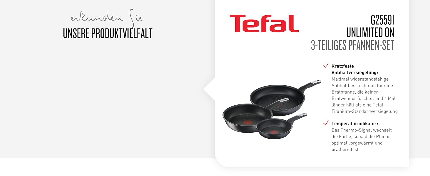 Набір сковорідок Tefal Duetto, 3 предмети (20, 24, 28 см), для індукційних та всіх типів плит