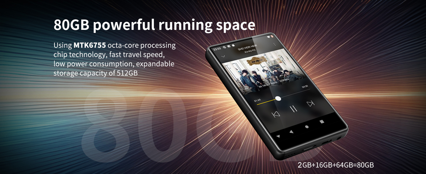 MP3 плеєр SWOFY 80GB з Bluetooth та Wi-Fi, 4.0